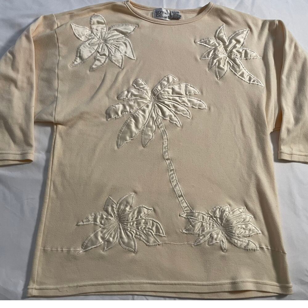 Vtg. 80s Bonnie and Bill by holly Palm Tree Appliqué  SZ L top